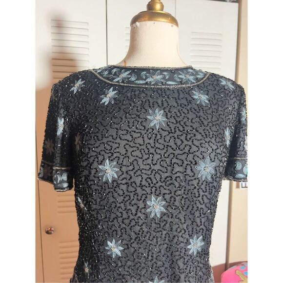 Cote d' Azur | Women's | Blouse | M | Evening Wear Beaded Structured Vintage Blo - Picture 2 of 5